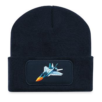 Jet fighter - Recycled Patch Beanie - french navy - Front