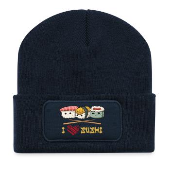 Ich liebe Sushi - Recycelte Patch Beanie - French Navy - Vorne