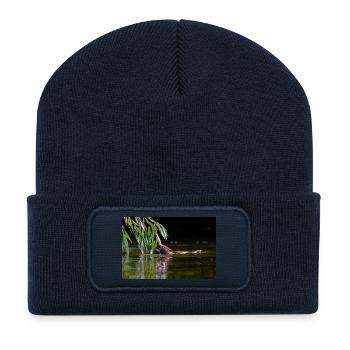 000_1134_DxO - Se nourrir sous les feuilles de saule - Beanie recyclé à patch - bleu marine - Devant