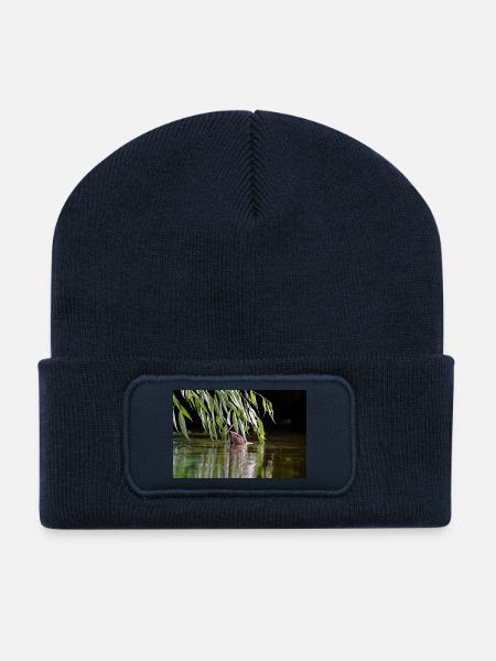 000_0762_DxO - Biber fressen an Weidenzweigen - Recycelte Patch Beanie - French Navy