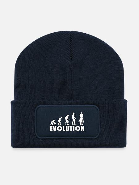 Evolution mit Roboterfigur Design - Recycelte Patch Beanie - French Navy
