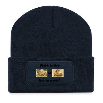 Flucht aus der Routine: Entspannung vs. Arbeitsstress - Recycelte Patch Beanie - French Navy - Vorne