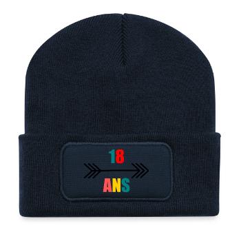 18. 18 YEARS OLD. 18th ANNIVERSARY. 18 BIRTHDAY. - Recycled Patch Beanie - french navy - Front