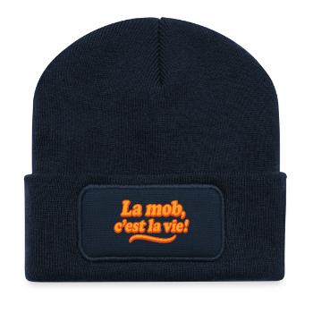 La mob, c'est la vie ! - Beanie recyclé à patch - bleu marine - Devant