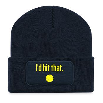 Je frapperais ce drôle de dicton de tennis - Beanie recyclé à patch - bleu marine - Devant