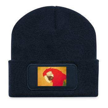 Elegant parrot head with warm play of colours - Recycled Patch Beanie - french navy - Front