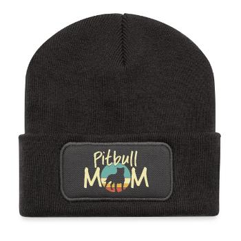 Pitbull MOM Sunset Silhouette Design - Beanie recyclé à patch - charbon - Devant