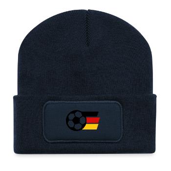 Abstract color geometry in red and yellow - Recycled Patch Beanie - french navy - Front