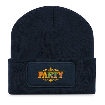 Party | Colorful party design with gold ornaments - Recycled Patch Beanie - french navy - Front