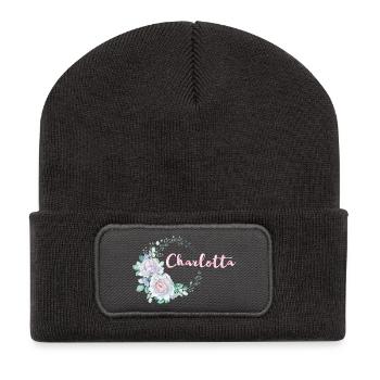 Für Charlotta - Recycelte Patch Beanie - Dunkelgrau - Vorne