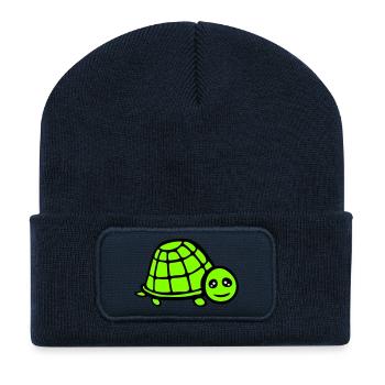 turtle cute smiling happy funny - Recycled Patch Beanie - french navy - Front