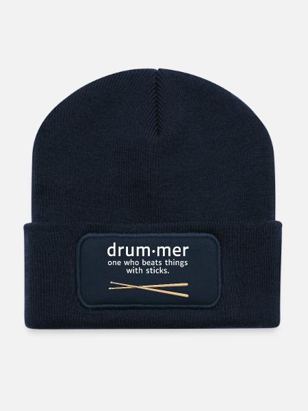 Drummer Definition Lustiger Schlagzeuger Spruch - Recycelte Patch Beanie - French Navy