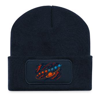 Planeten Sonnensystem Universum Spaß Astronomisch - Recycelte Patch Beanie - French Navy - Vorne