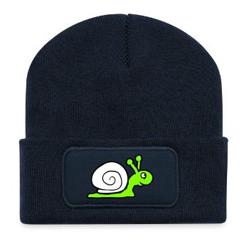 coquille d’escargot mignon mignon heureux cool - Beanie recyclé à patch - bleu marine - Devant