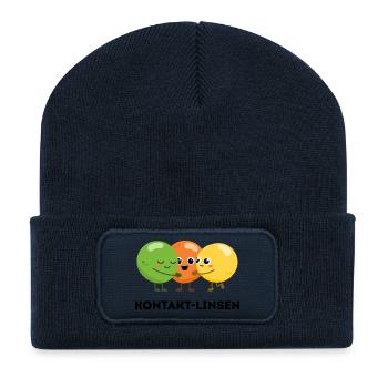 Kontakt-Linsen – Lustiges Wortspiel - Recycelte Patch Beanie - French Navy - Vorne