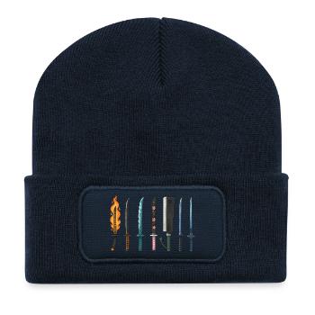 Conception de la collection d’épées d’anime - Beanie recyclé à patch - bleu marine - Devant