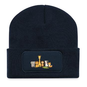 Cute Safari Animal Lovers - Recycled Patch Beanie - french navy - Front