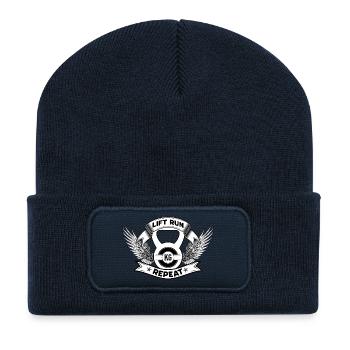 Lift Run Repeat – Kettlebell Wings Tee - Recycelte Patch Beanie - French Navy - Vorne