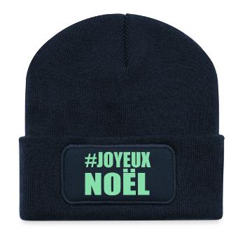 NOËL. JOYEUX NOËL. MERRY CHRISTMAS. PÈRE NOËL - Beanie recyclé à patch - bleu marine - Devant