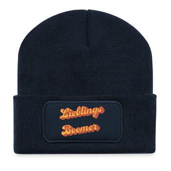 Liebling Boomer Retro Script - Recycelte Patch Beanie - French Navy - Vorne