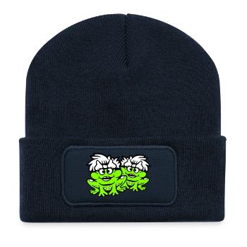 2 Frösche Pärchen Frauen Kröte Lustig Verliebt Süß - Recycelte Patch Beanie - French Navy - Vorne