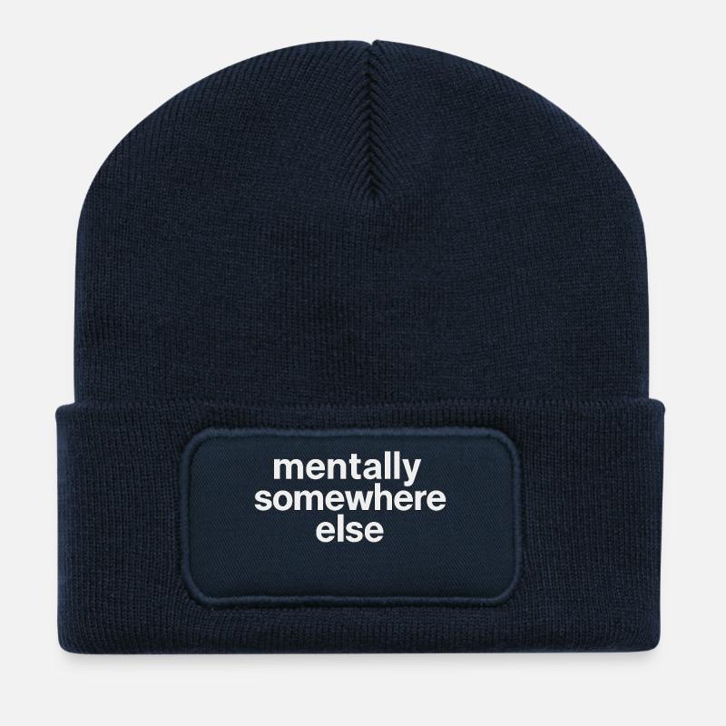 mentally somewhere else - Recycled Patch Beanie - french navy