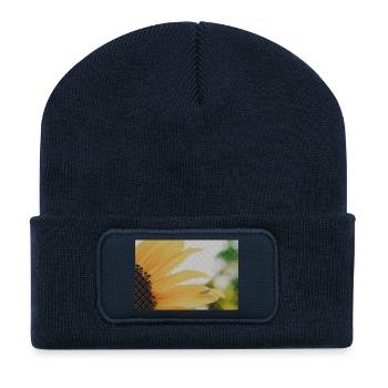 Tournesol Gros plan Jaune Orange - Beanie recyclé à patch - bleu marine - Devant