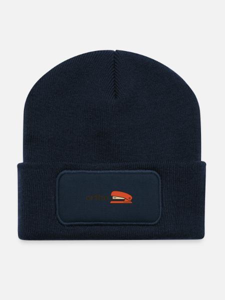 Ortho – Minimalistischer roter Hefter - Recycelte Patch Beanie - French Navy