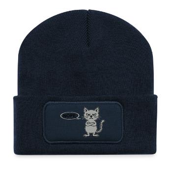 Nope – Lustige grimmige Katze, not today - Recycelte Patch Beanie - French Navy - Vorne