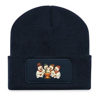 Wintermänner um ein savoyisches Fondue - Recycelte Patch Beanie - French Navy - Vorne