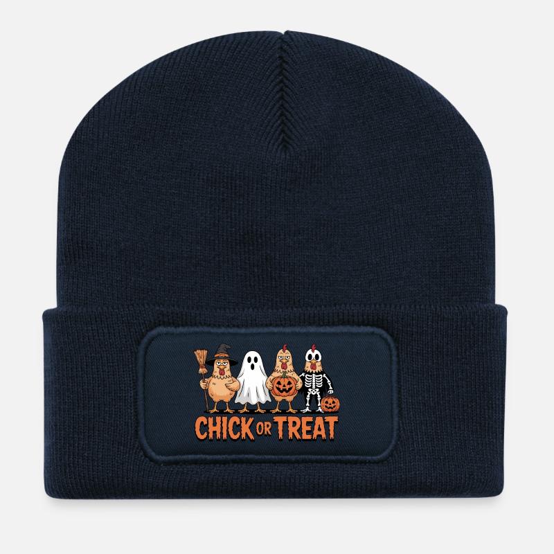 Huhn Geist Kürbis Kostüm Print - Recycelte Patch Beanie - French Navy