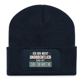 I'm not messy – that's 3D thinking - Recycled Patch Beanie - french navy - Front