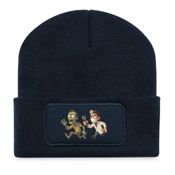 Zombie et docteur dentiste Halloween - Beanie recyclé à patch - bleu marine - Devant