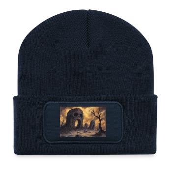 Dark fantasy horror illustration - Beanie recyclé à patch - bleu marine - Devant