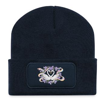 Swans love rainbow - Recycled Patch Beanie - french navy - Front