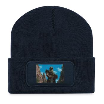 Illustration of a fantasy landscape - Beanie recyclé à patch - bleu marine - Devant