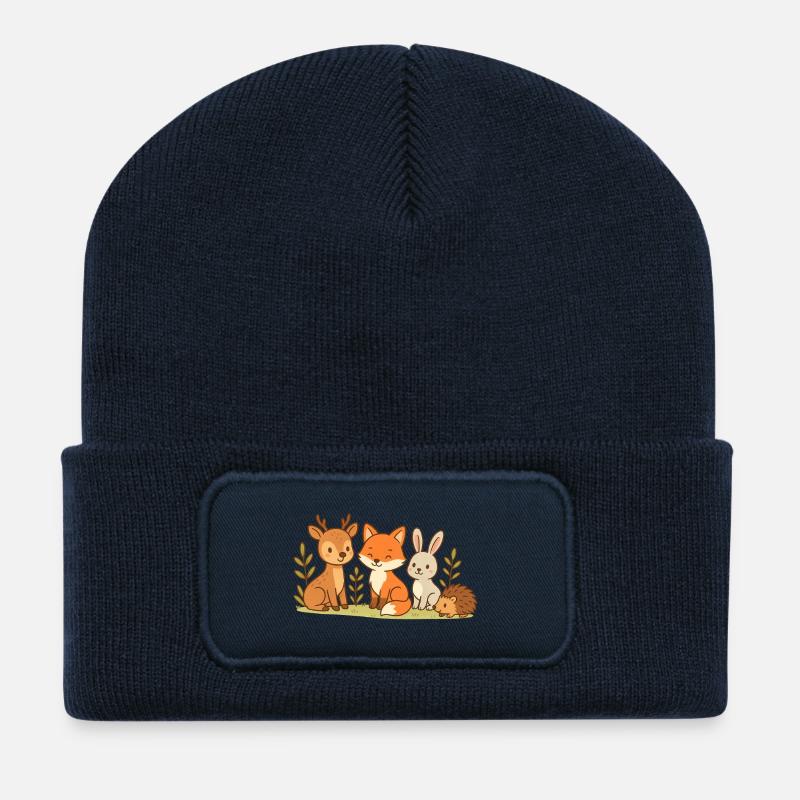 Waldfreunde: Fuchs Reh Hase - Recycelte Patch Beanie - French Navy