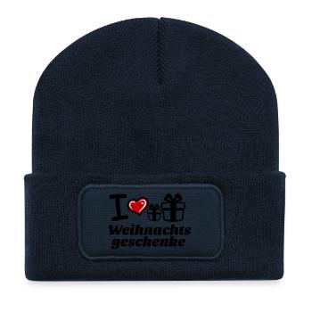 I Love Weihnachtsgeschenke  - Recycelte Patch Beanie - French Navy - Vorne