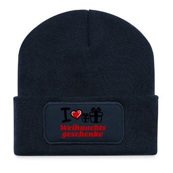 I Love Weihnachtsgeschenke  - Recycelte Patch Beanie - French Navy - Vorne