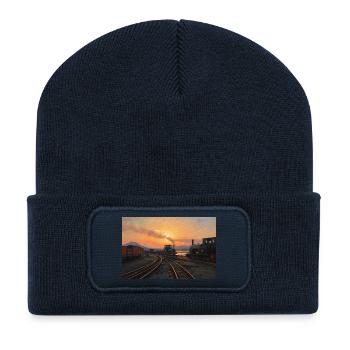 Ffestiniog Sonnenuntergang - Recycelte Patch Beanie - French Navy - Vorne