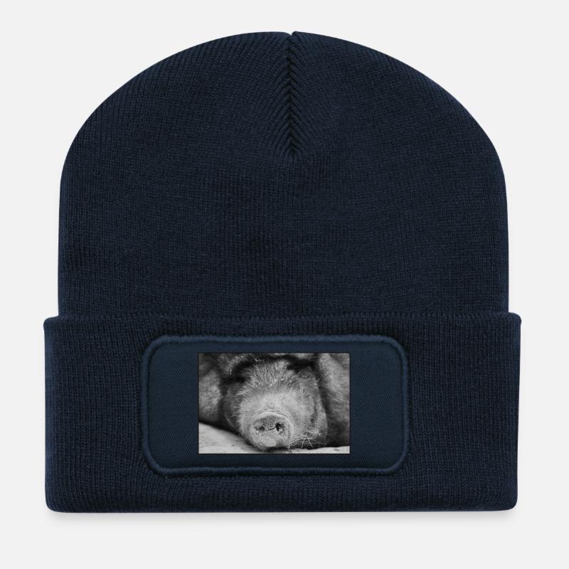 Schwein gehabt <3 - Recycelte Patch Beanie - French Navy