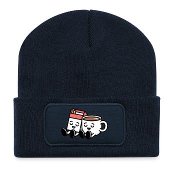 Coffee and Cigarettes  - Funny Balkan Breakfast - Recycled Patch Beanie - french navy - Front