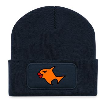 Romantische Fischillustration - Recycelte Patch Beanie - French Navy - Vorne