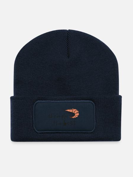 Shrimply the Best – Doodle Shrimp Wortspiel Spruch - Recycelte Patch Beanie - French Navy