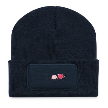 Follow Your Heart, Take Your Brain with you Spruch - Recycled Patch Beanie - french navy - Front
