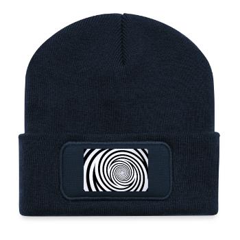 Monochrome en spirale hypnotique - Beanie recyclé à patch - bleu marine - Devant
