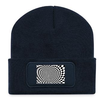 Checkerboard-Optiktunnel - Recycelte Patch Beanie - French Navy - Vorne