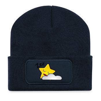 Sleepy Star with Cloud - Recycled Patch Beanie - french navy - Front
