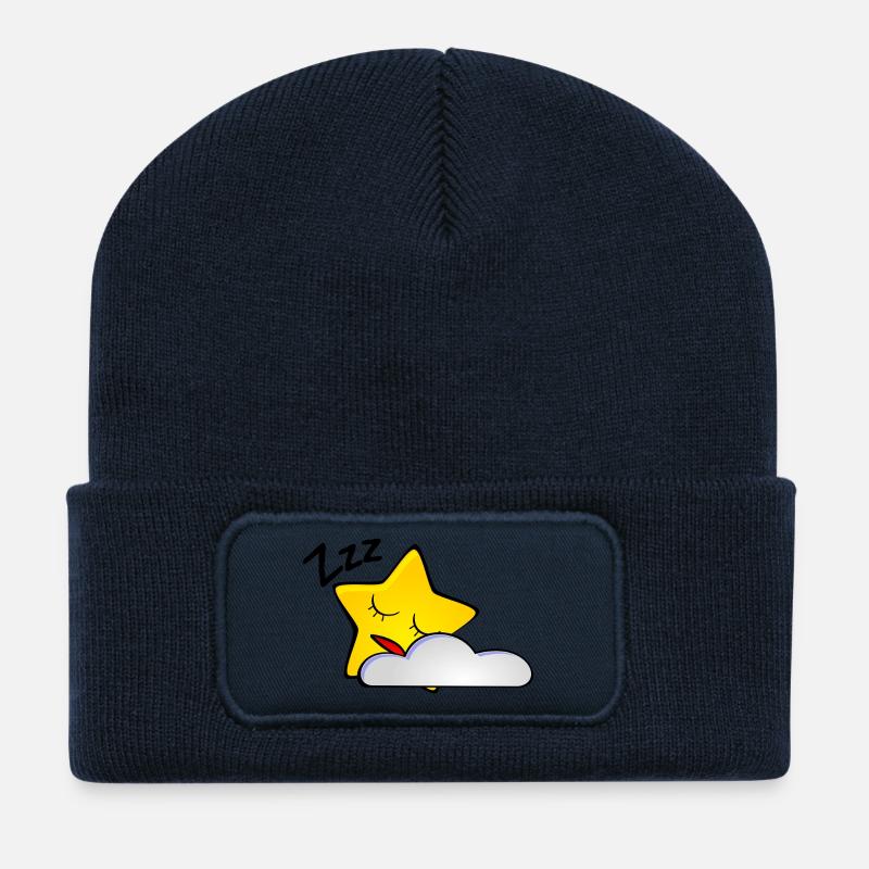 Schlafiger Stern mit Wolke - Recycelte Patch Beanie - French Navy