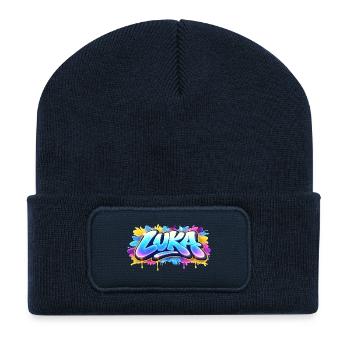 Graffiti LUKA Name Geschenk Ideal druckbar auf - Recycelte Patch Beanie - French Navy - Vorne